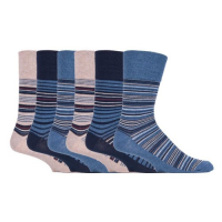 Blaue und beige gestreifte weiche Socken für Männer.