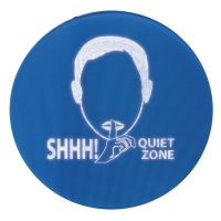 Noise-activated quiet zone hearing protection sign.
