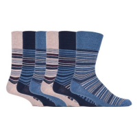 Calcetines suaves de rayas azules y beige para hombre.