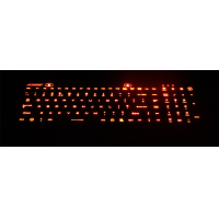 Teclado resistente que muestra la luz de fondo de color rojo de las llaves