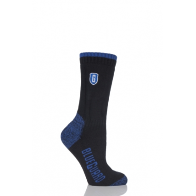 Kaus kaki Blueguard bekerja dalam warna hitam dan biru