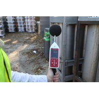 Monitor voor blootstelling aan beroepsgeluid buitenshuis.